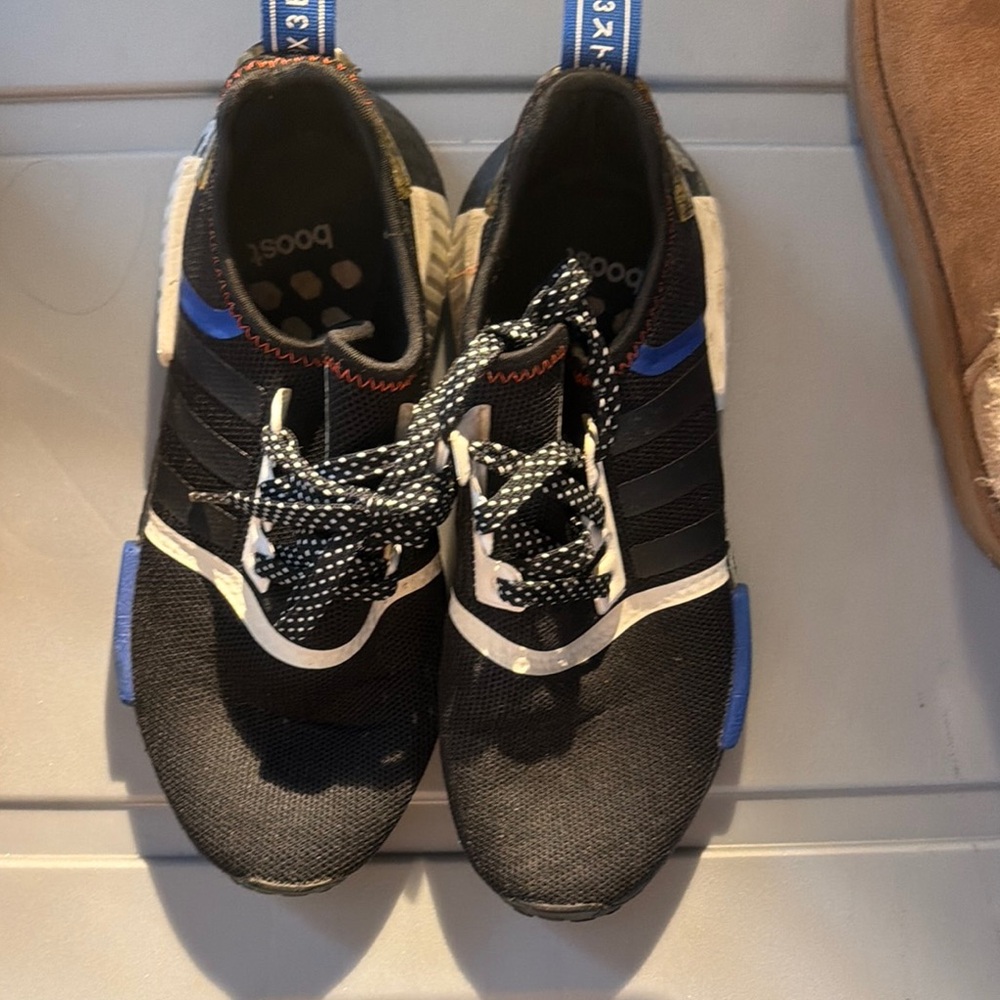 Adidas boost 6.5 Black and Blue Athletic Sneakers - Slip-On Lace Design